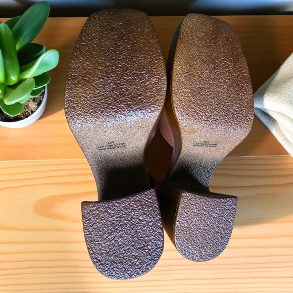 NEW CHRISTIAN DI RICCIO ( 9.5 ) Italian Brown Leather Square Toe Mary Jane's - Picture 8 of 11